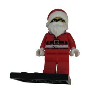 Lego Santa Claus Minifigure‎ With Candy Cane Print & Display Stand